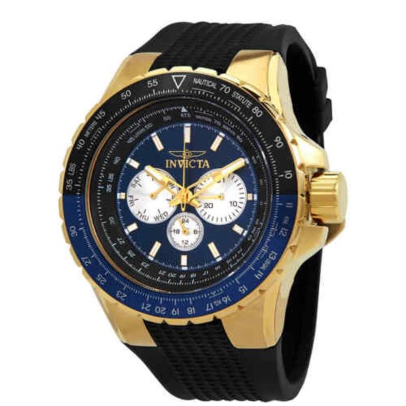 Invicta Other - Invicta Aviator 50mm Gold-tone Stainless Steel Case W/ Black Silicone Band 33031